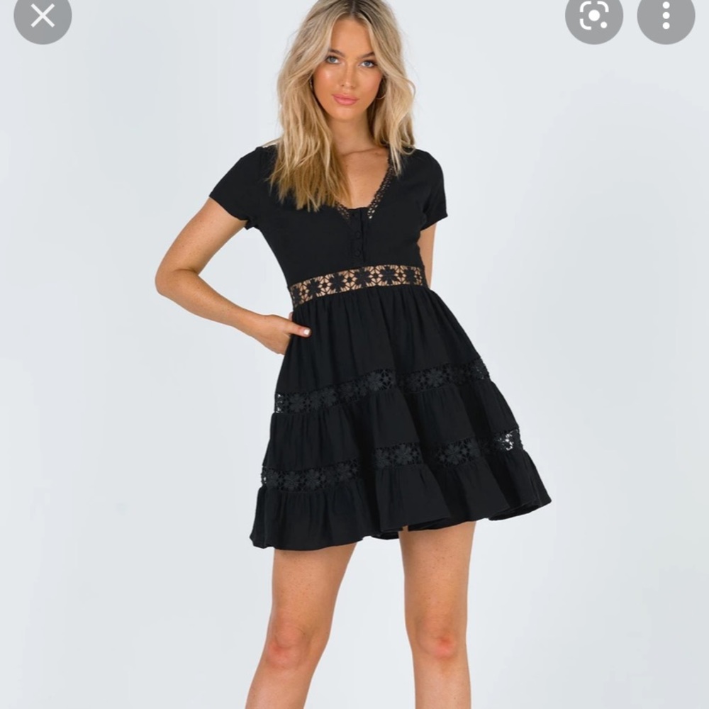 crochet dress princess polly Rizario Long Sleeve Crochet Mini Dress Blue Multi